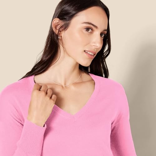 Amazon Essentials Women's Lightweight Long-Sleeve V-Neck Tunic Sweater (Available in Plus Size), Pink, X-Large thumbnail