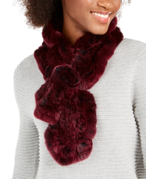 Surell Rex Rabbit Fur Ruffle Pull-Through Scarf