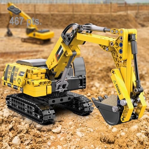 JAMARA 402850 Each Excavator Bricks Construction Vehicles for Kids Ages 8 and up, Toy for Kids, Gift Idea for Kids, Clamping Blocks Vehicle, Building  thumbnail