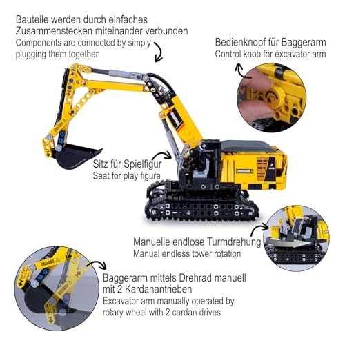 JAMARA 402850 Each Excavator Bricks Construction Vehicles for Kids Ages 8 and up, Toy for Kids, Gift Idea for Kids, Clamping Blocks Vehicle, Building  thumbnail