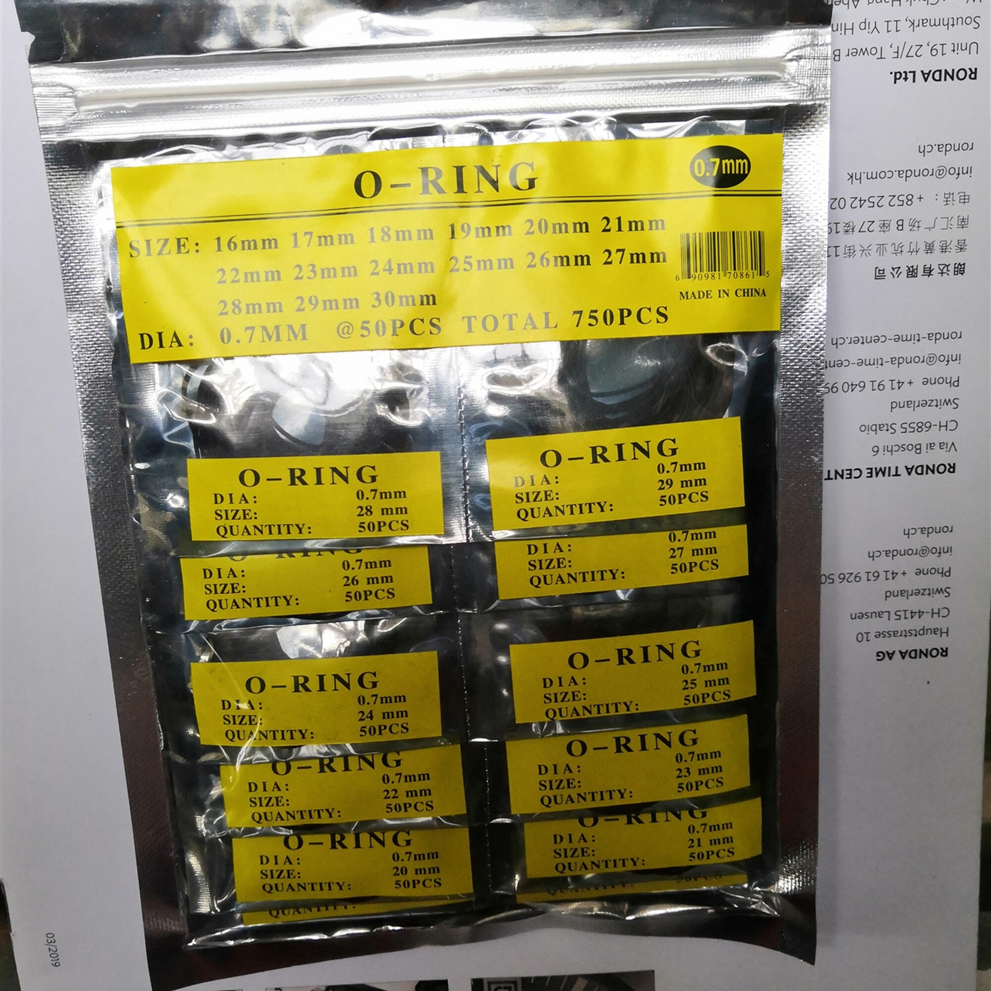 0.5-0.6-0.7mm Dia Gummi O Ring Vandtæt Rundt Ur Bagpakning Gummipakningsskiver Sæt Ur 12-30mm Ur Dele