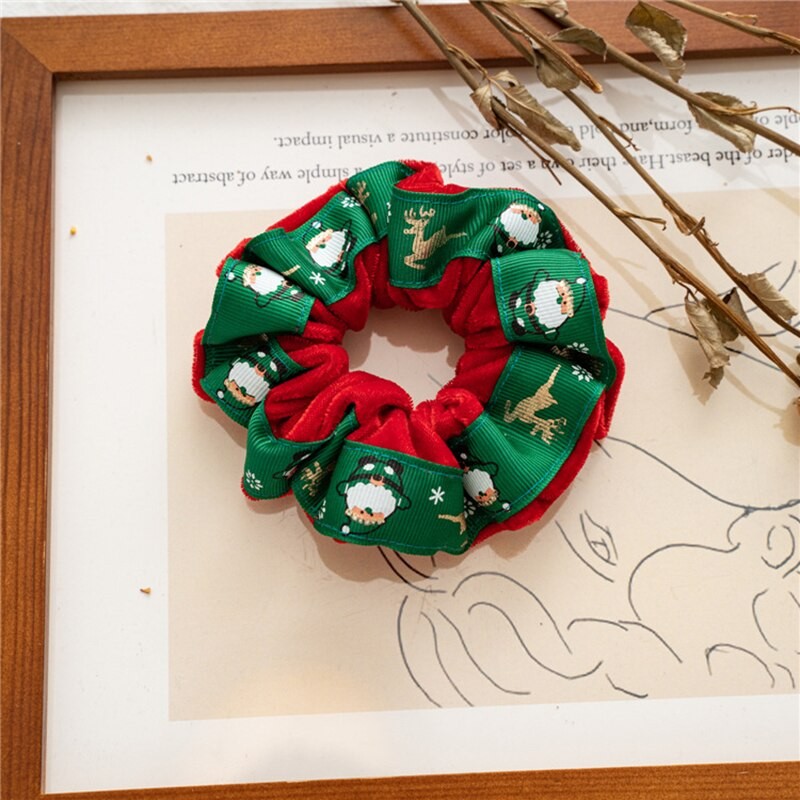 Jule Scrunchies Til Kvinder Piger Elastisk Hår Gummi Julepynt Hår Ring Fløjl Hestehale Tilbehør