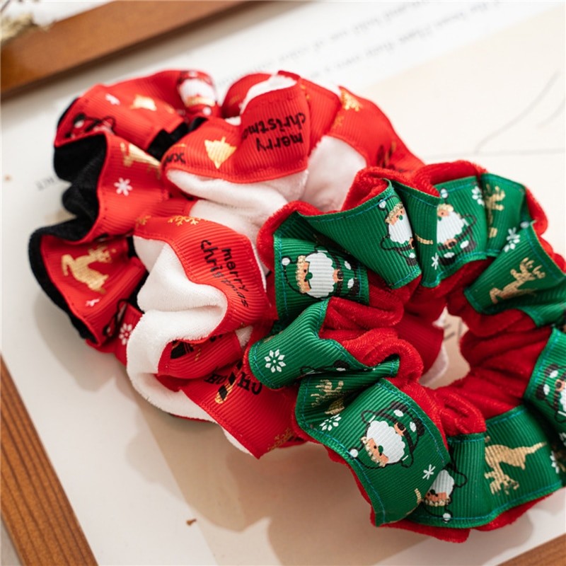 Jule Scrunchies Til Kvinder Piger Elastisk Hår Gummi Julepynt Hår Ring Fløjl Hestehale Tilbehør thumbnail