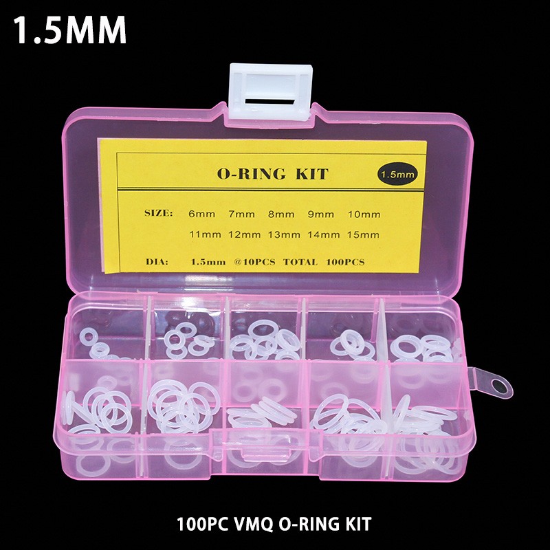 Tykkelse 1.5/2/2.5/3/1.8/2.65mm O Ringe Gummi O Ringforsegling Silikone / Vmq Tætning O-ringe Skive O-ringsæt Sortiment Sæt Kasse