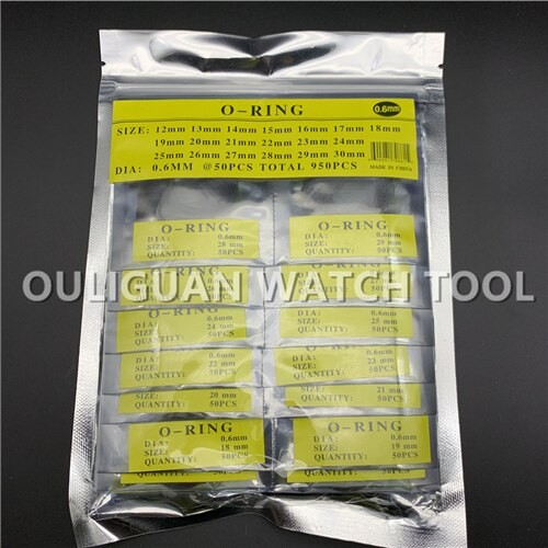 0.5/0.6/0.7/0.8 Mm Dia Gummi O Ring Vandtæt Rundt Ur Bagpakning Gummipakningsskiver Sæt Ur 12-30mm Ur Dele
