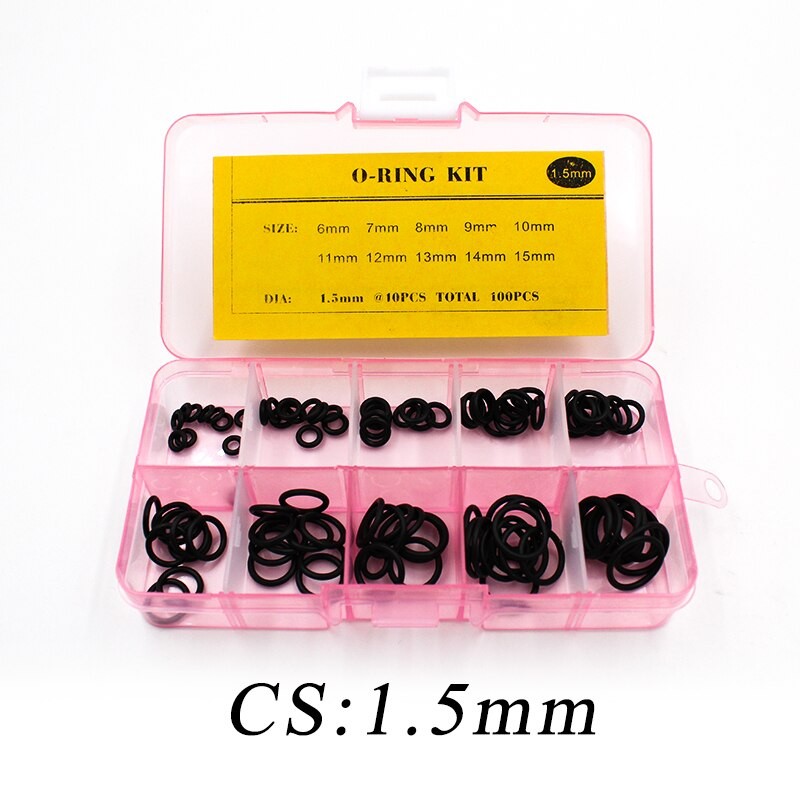 Tykkelse 1.5/1.8/1.9/2.4/2.65/3.1mm Gummi Ring Nbr O Ring Tætning Nitril Tætning O-ringe Nbr Skive Oring Sæt Sortiment Sæt Sæt