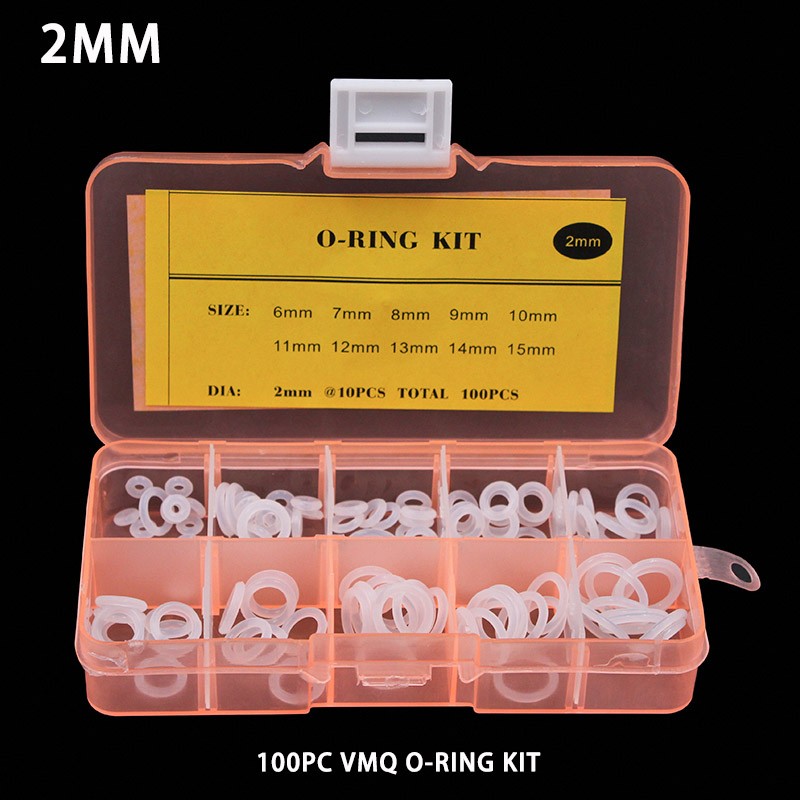 Tykkelse 1.5/2/2.5/3/1.8/2.65mm O Ringe Gummi O Ringforsegling Silikone / Vmq Tætning O-ringe Skive O-ringsæt Sortiment Sæt Kasse
