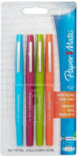 Paper Mate Flair Felt Tip Pen, Medium Point, Assorted Colors 4 Ea (Pack of 7)