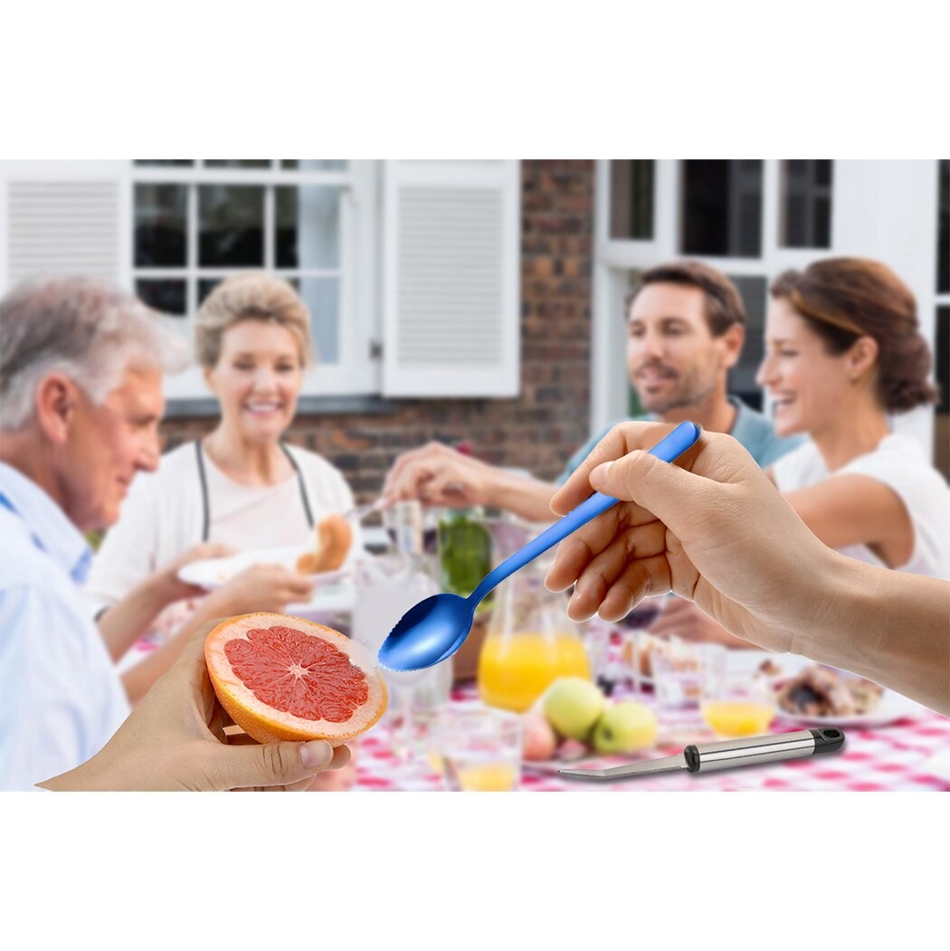 4pcs Thick Stainless Steel Spoon Serrated Edge Grapefruit Spoon Sharp Specialty Spoon Multifunctional Kitchen Accessories