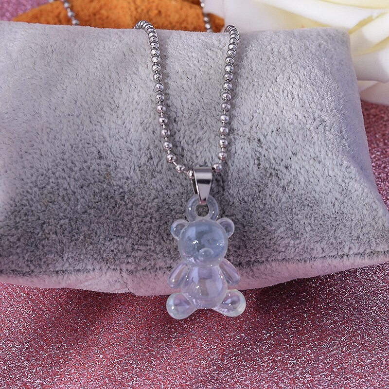 Handmade Cute Resin Gummy Bear Chain Necklaces Candy Color Pendant for Women Girl's Daily Jewelry Party thumbnail