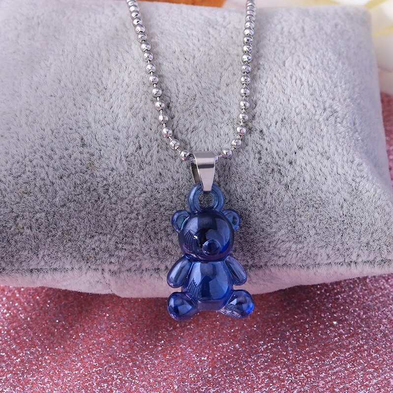 Handmade Cute Resin Gummy Bear Chain Necklaces Candy Color Pendant for Women Girl's Daily Jewelry Party thumbnail