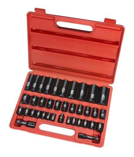 TEKTON 3/8-Inch and 1/2-Inch Drive Impact Socket Set, Inch/Metric, Cr-V, 6-Point