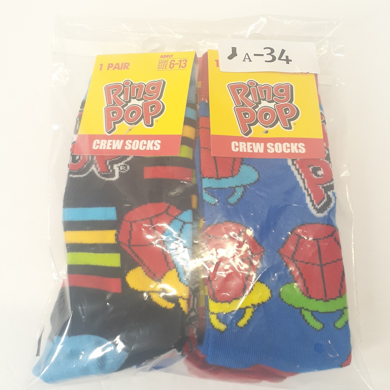 Ring Pop 3-pair Candy Food Novelty Mens Adult Size 6-13 Crew Socks NWT thumbnail