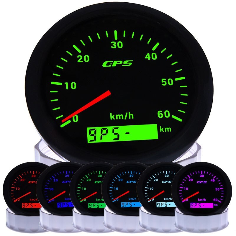 85MM GPS Speedometer for Motorcycle Marine Boat 7 Color Backlight 30~ 200 Km/h Boat Car Truck Speed Gauge Meter with GPS Antenna