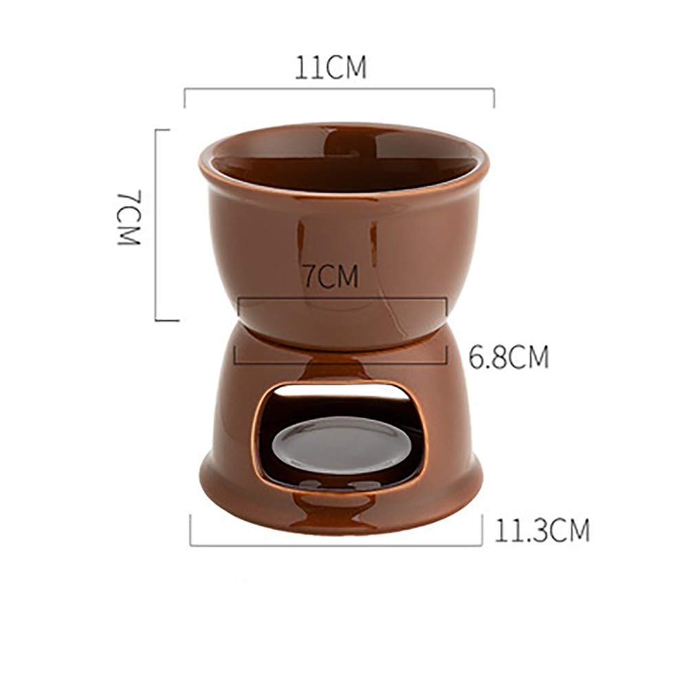 1 Set of Ceramic Chocolate Pot with 2 Forks, Ice Cream Bowl, Chocolate Butter Insulated Pot thumbnail