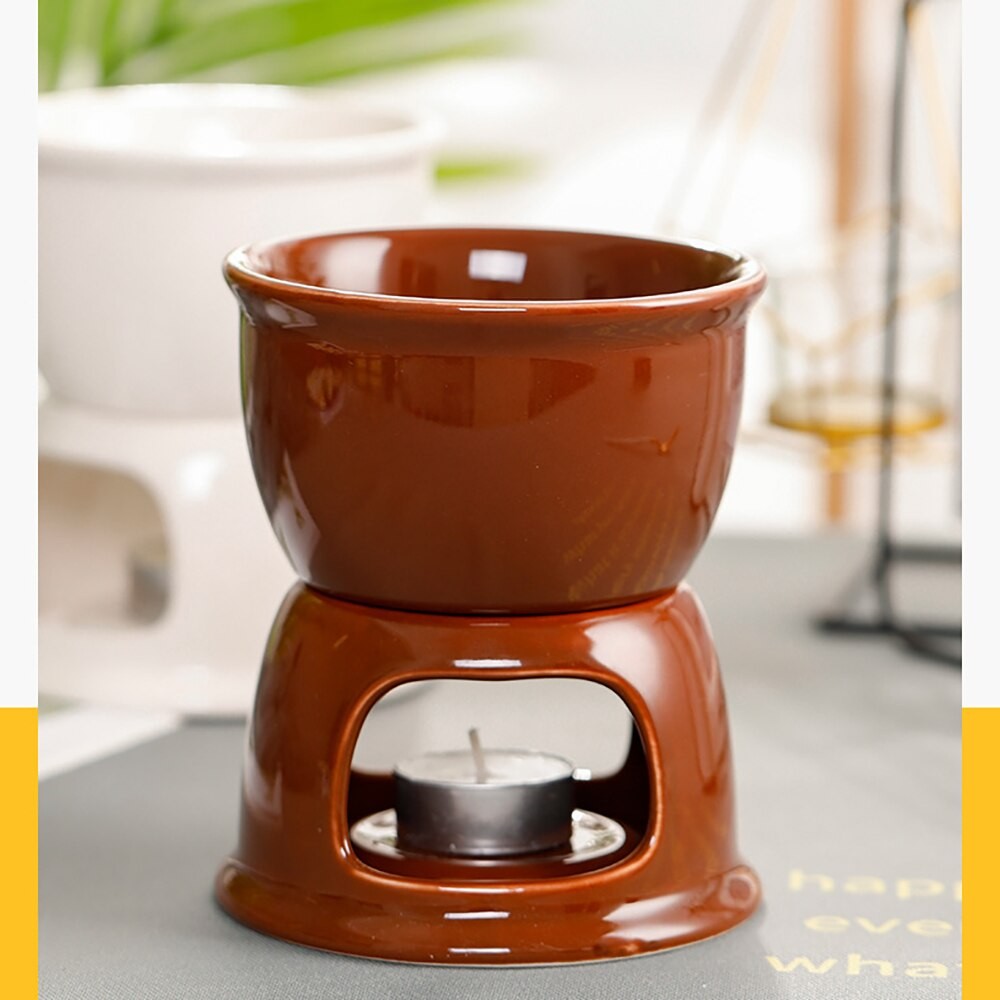 1 Set of Ceramic Chocolate Pot with 2 Forks, Ice Cream Bowl, Chocolate Butter Insulated Pot