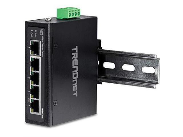 TRENDnet TI-E50 5-Port Industrial Fast Ethernet Switch  DIN-Rail and Wall Mount  Black