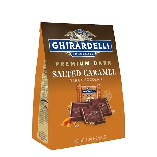 GHIRARDELLI Premium Dark Salted Caramel Dark Chocolate SQUARES, 15 Oz Bag Rich Dark Chocolate Candy with Crunchy Caramel Pieces thumbnail