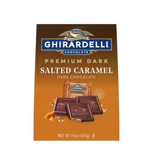 GHIRARDELLI Premium Dark Salted Caramel Dark Chocolate SQUARES, 15 Oz Bag Rich Dark Chocolate Candy with Crunchy Caramel Pieces thumbnail