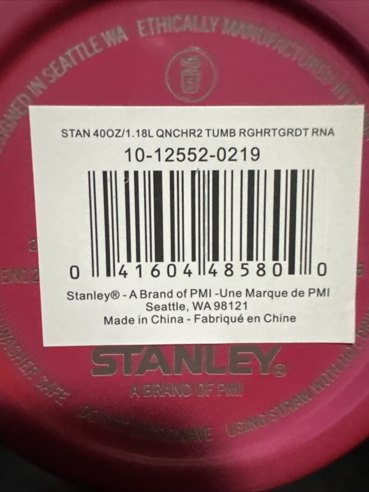 Missing straw Stanley 40 Oz Stainless Steel H2.0 Flowstate Quencher Tumbler Rouge Heart Gradient