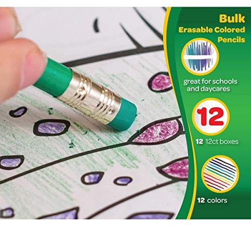 Crayola Erasable Colored Pencils, 12 Non-Toxic, Pre-Sharpened, Kids 4 & up, Colors May Vary thumbnail