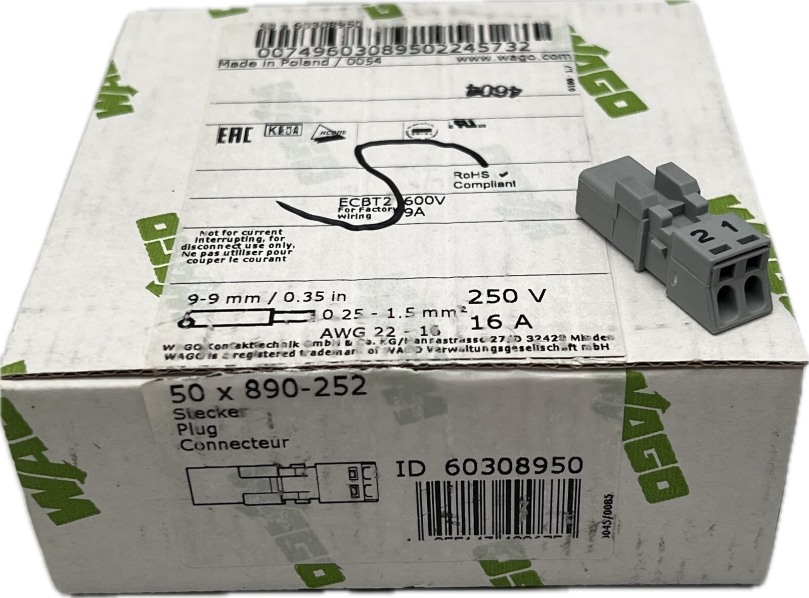 37x Wago 890-252 Connector 60308950