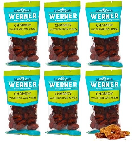 Werner Sour & Spicy Chamoy Candy – Mexican Candy Chamoy Gummies 6 Ounces (Pack of 6) (Chamoy Watermelon Rings)