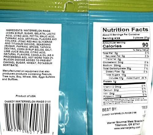 Werner Sour & Spicy Chamoy Candy – Mexican Candy Chamoy Gummies 6 Ounces (Pack of 6) (Chamoy Watermelon Rings) thumbnail