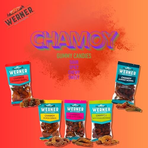 Werner Sour & Spicy Chamoy Candy – Mexican Candy Chamoy Gummies 6 Ounces (Pack of 6) (Chamoy Watermelon Rings) thumbnail