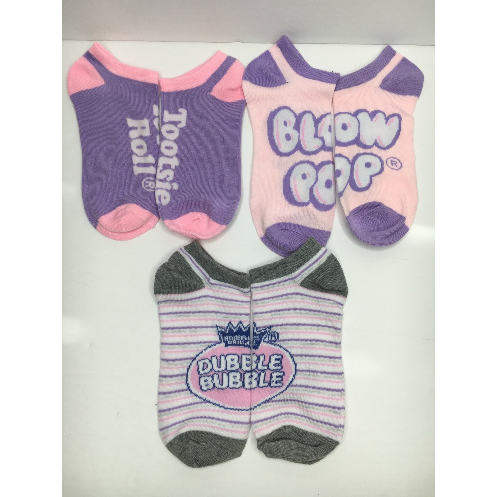 Pickle & Dot Tootsie Roll Pop Assorted Candy Socks 10-Pair Pack Purple Blue thumbnail