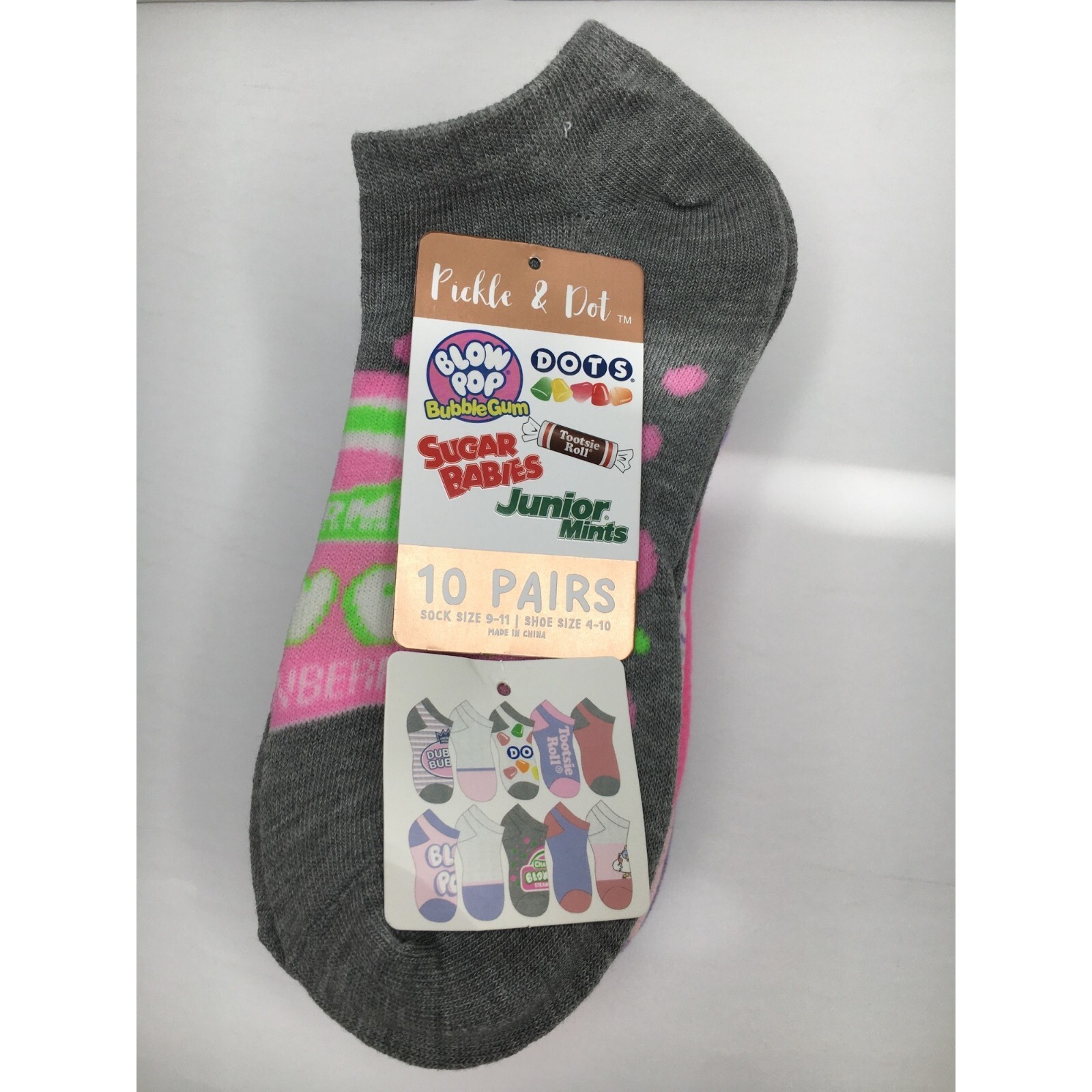 Pickle & Dot Tootsie Roll Pop Assorted Candy Socks 10-Pair Pack Purple Blue thumbnail