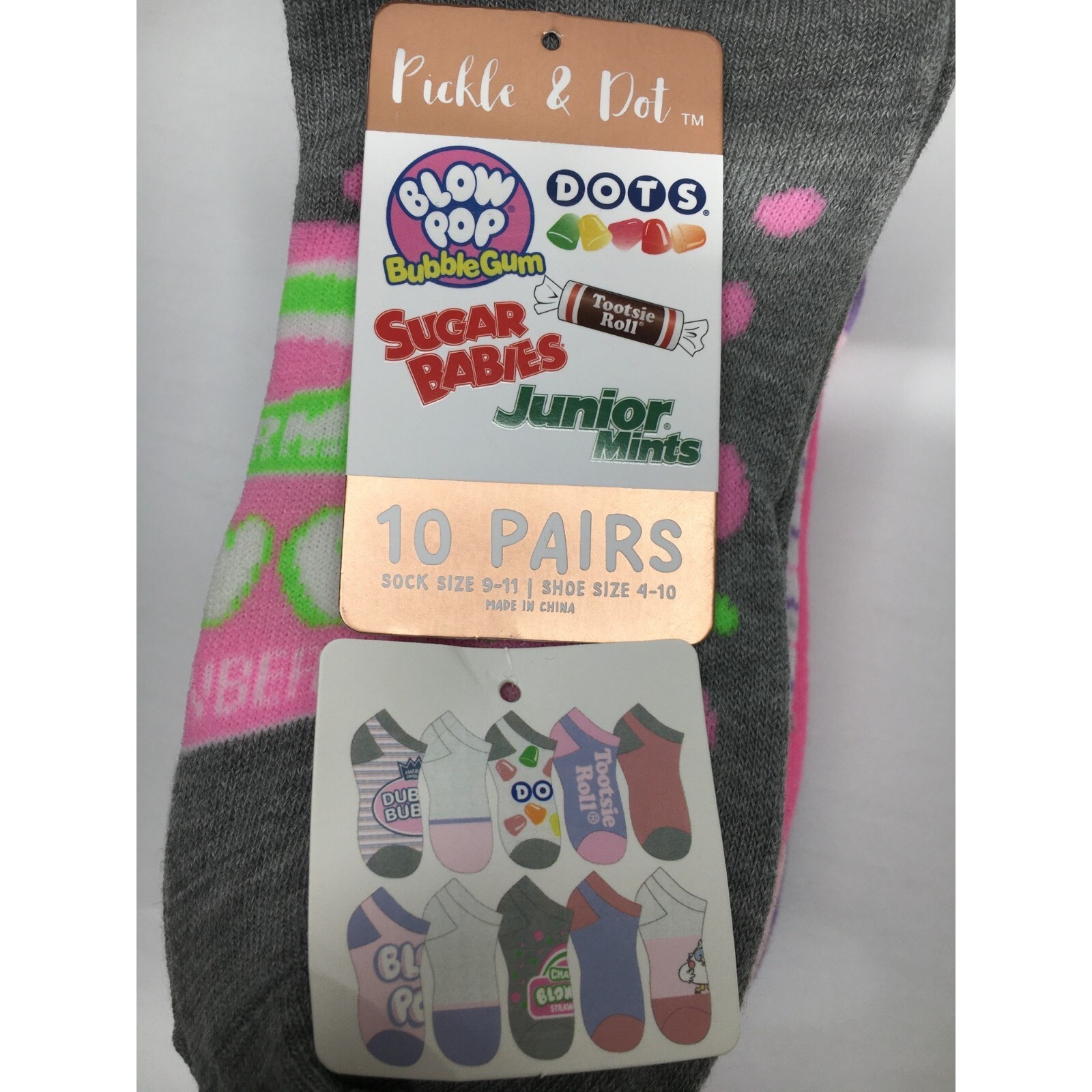 Pickle & Dot Tootsie Roll Pop Assorted Candy Socks 10-Pair Pack Purple Blue thumbnail