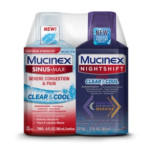 Mucinex Sinus-Max Severe Congestion and Pain and Nightshift Sinus Clear and Cool (2 Ct / 6 Fl Oz) 12 Fl Oz