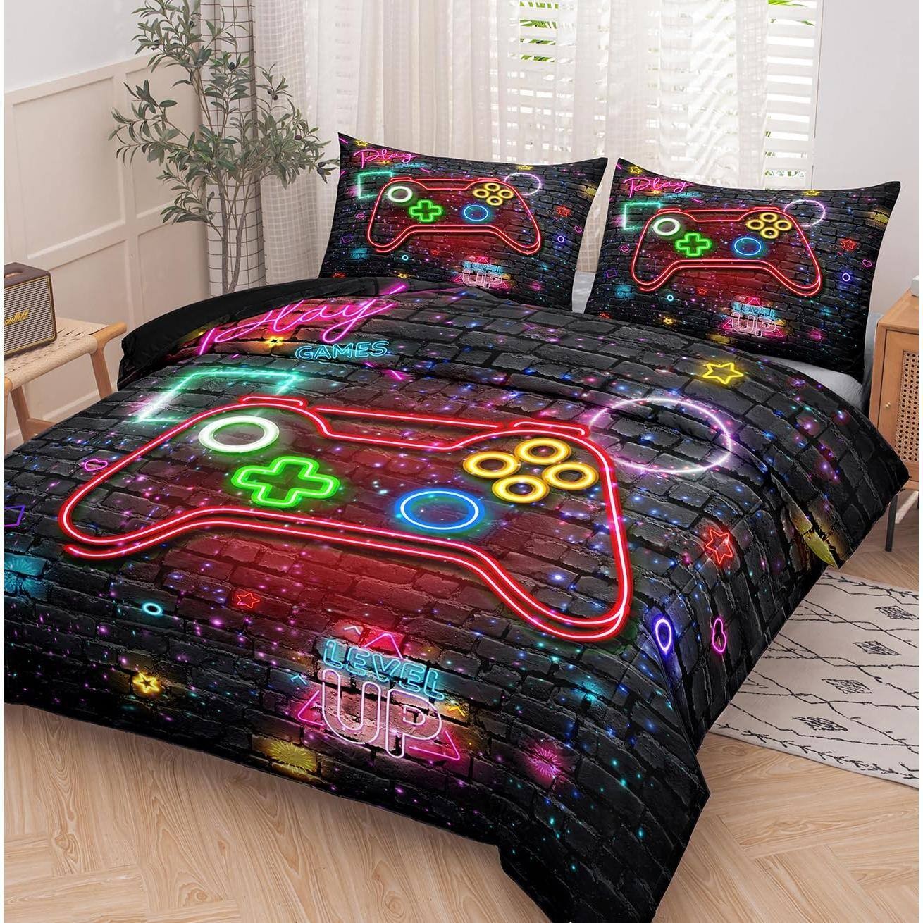 Paradigms Interiors - Gaming Bedding Sets - Comforter for Mforter Lat Sheet Ed Llowcases - Gaming 5075-Queen(5 Pcs)