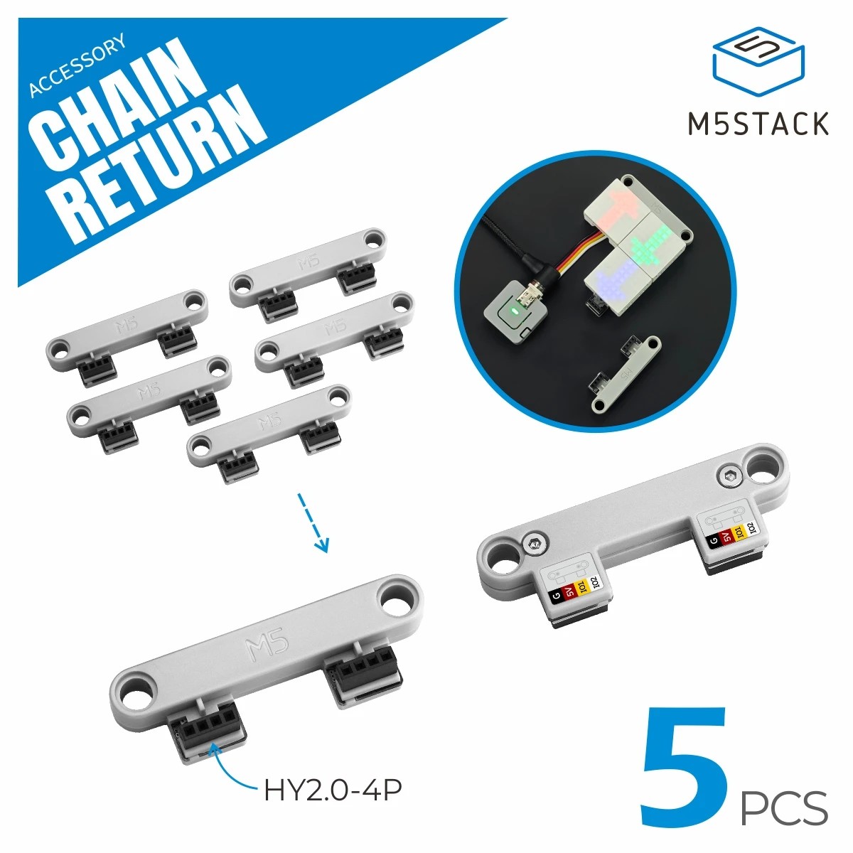 M5Stack Officail Chain Return Connector for Chain Series (5Pcs)