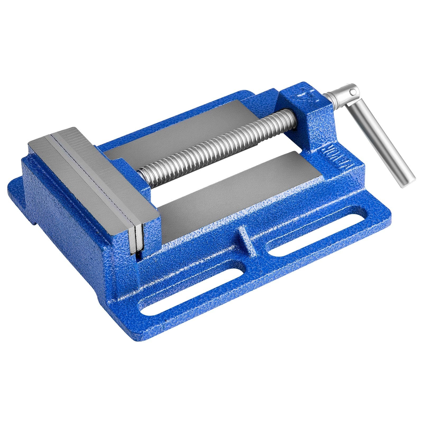 VEVOR - Drill Press Vise, 6In Jaw Width, Portable Bench Vise, Slotted Base for Easy Installation, Durable Cast Iron Construction - Blue