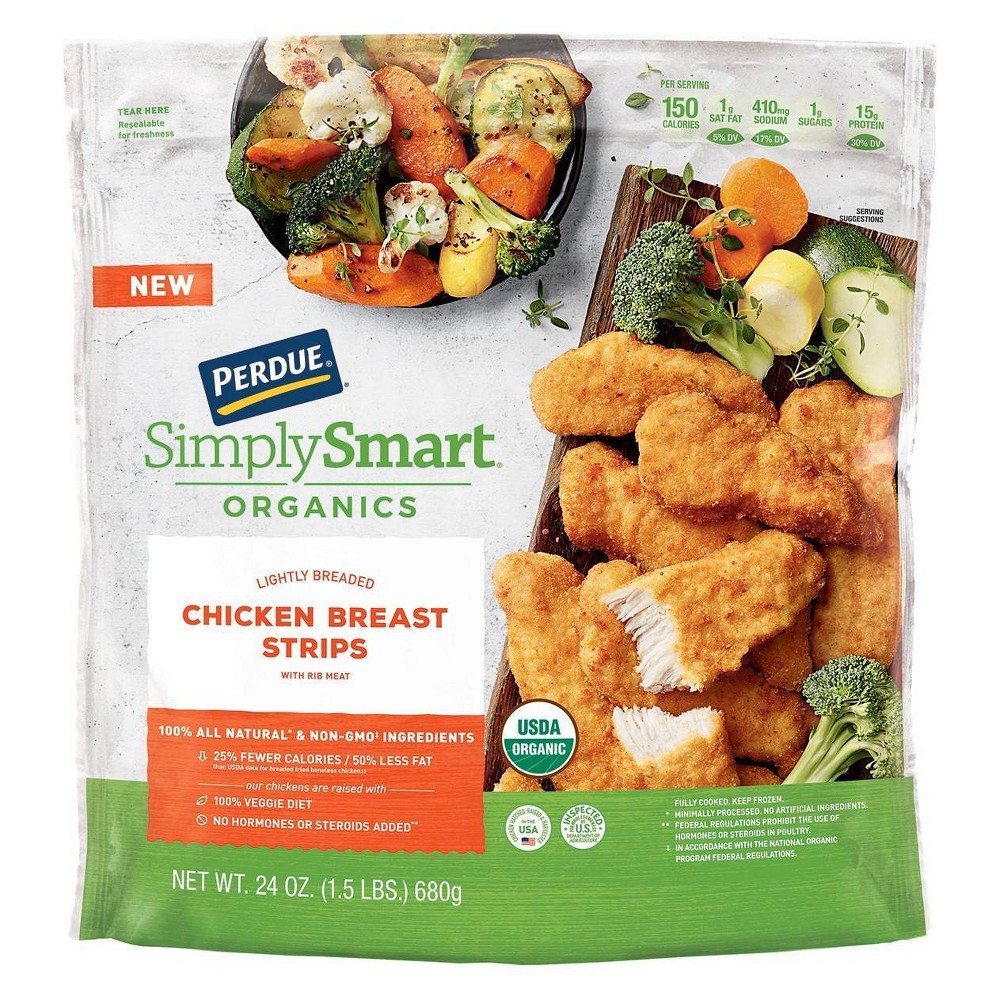 Perdue Simply Smart Organics Lightly Breaded Frozen Chicken Breast Strips - 24oz