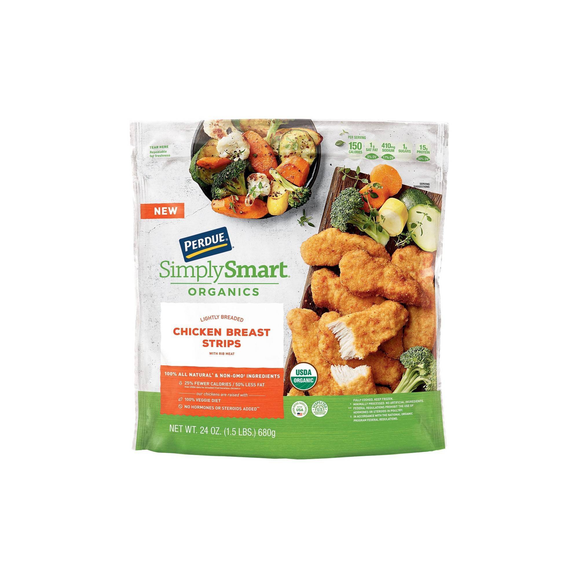 Perdue Simply Smart Organics Lightly Breaded Frozen Chicken Breast Strips - 24oz thumbnail