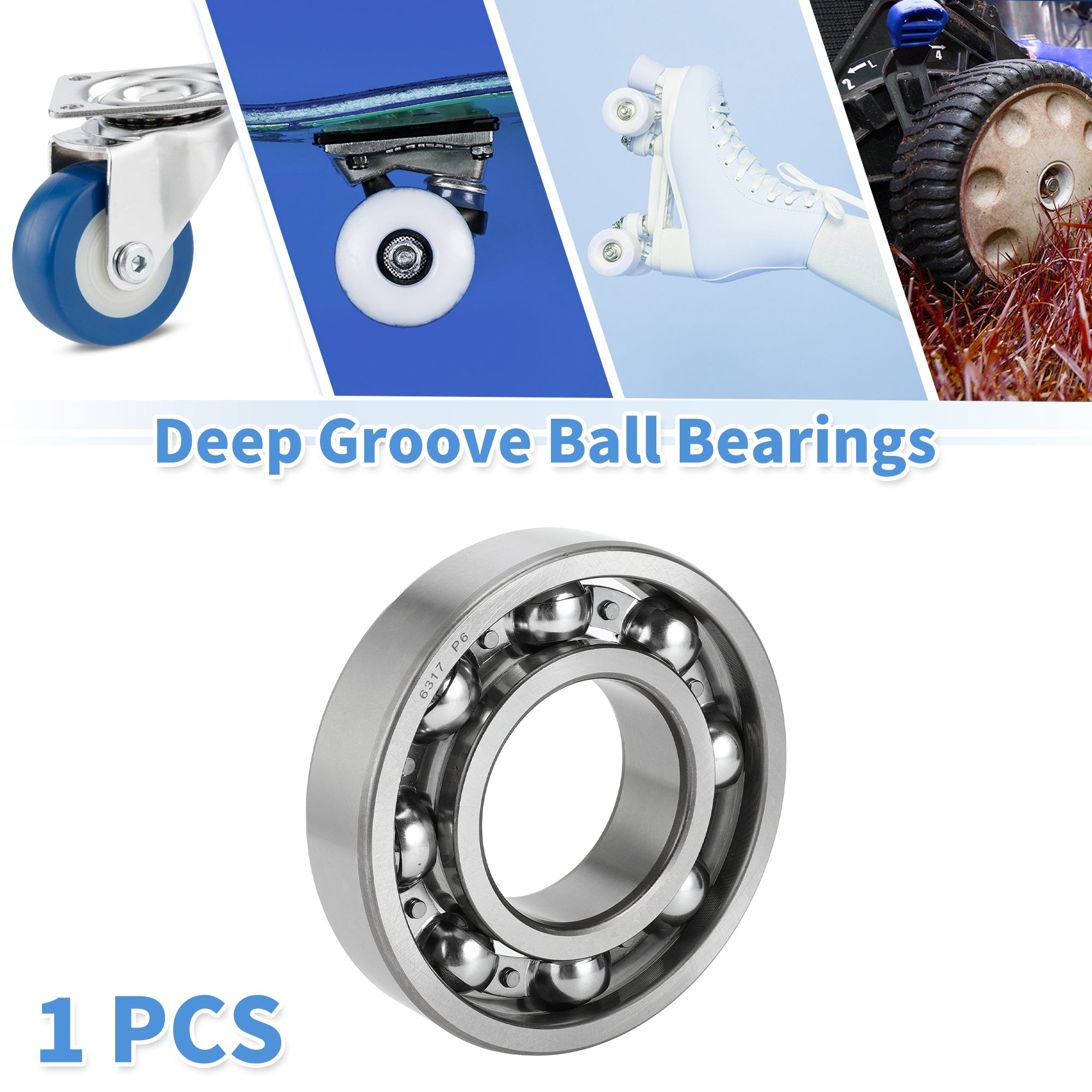 6317 Deep Groove Ball Bearings 85x180x41mm 1 Pc Scooter Skateboard Wheel thumbnail