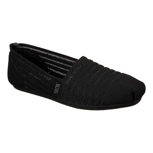 Skechers Women's BOBS Plush - Golden Hour Flats, Black/Black, 9.5