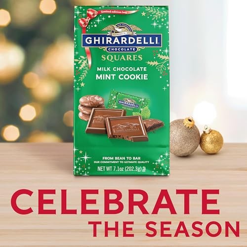 GHIRARDELLI Milk Chocolate Mint Cookie SQUARES, 7.1 Oz Bag Premium Holiday Chocolate Candy with Crunchy Cookie Bits thumbnail