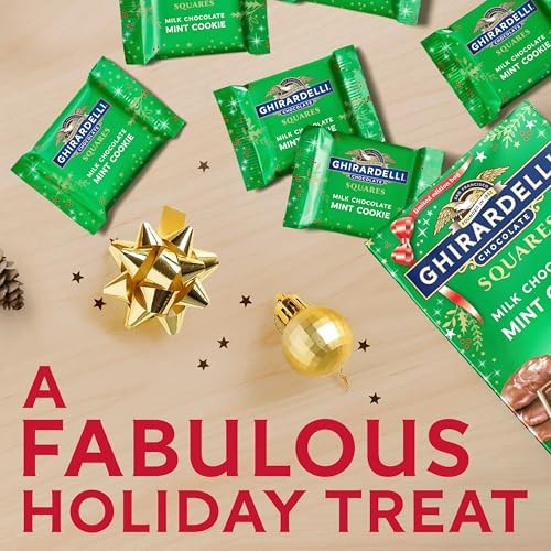 GHIRARDELLI Milk Chocolate Mint Cookie SQUARES, 7.1 Oz Bag Premium Holiday Chocolate Candy with Crunchy Cookie Bits thumbnail