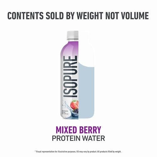 Isopure Clear Protein Water with Electrolytes, 15g Whey Protein Isolate, Zero Sugar, Mixed Berry, 20 Fl Oz Bottle, Single Count thumbnail