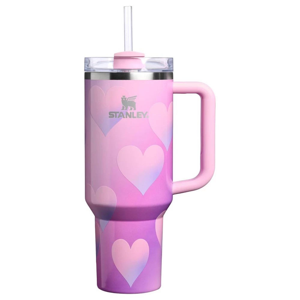 Stanley 40 Oz Stainless Steel H2.0 Flowstate Quencher Tumbler Powder Pink Heart Gradient