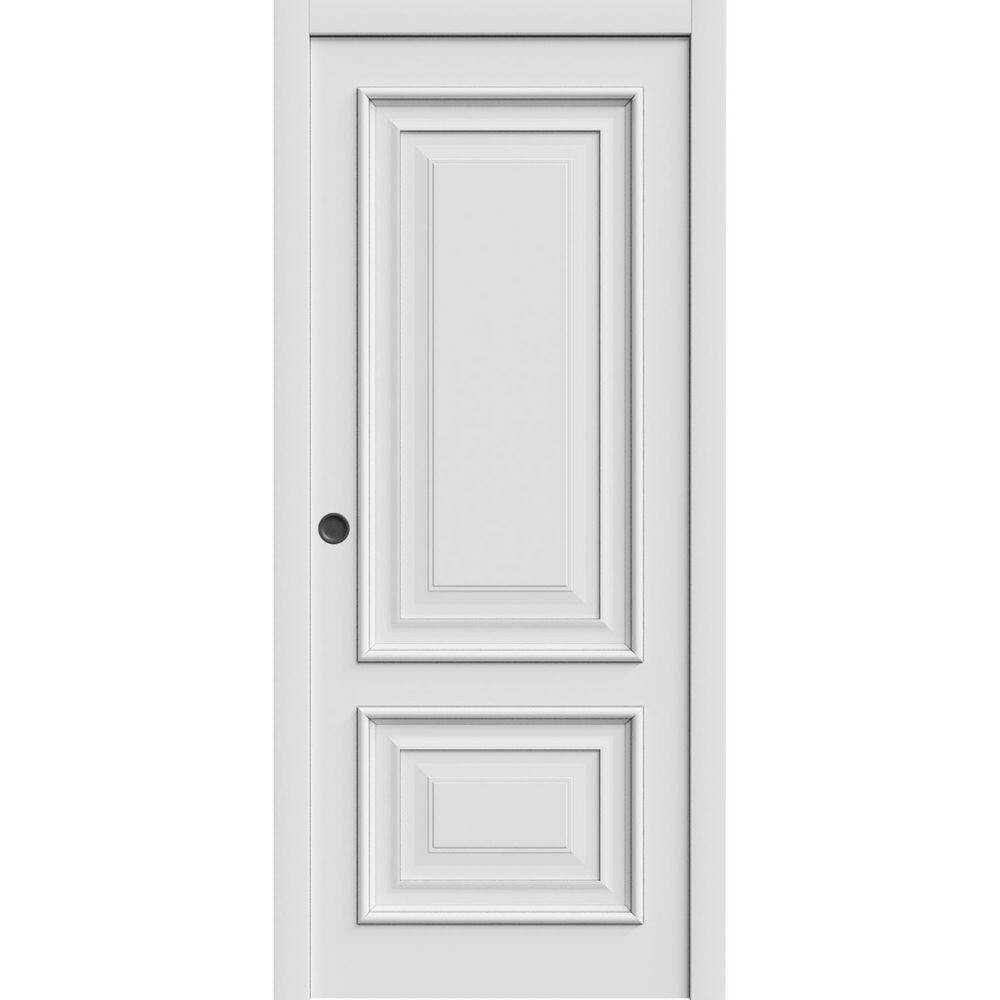 Sliding Pocket Door 30 X 80 Inches | CLASSIC 2289 White Enamel | Kit Rail Hardware | Solid Wood Interior Bedroom Doors