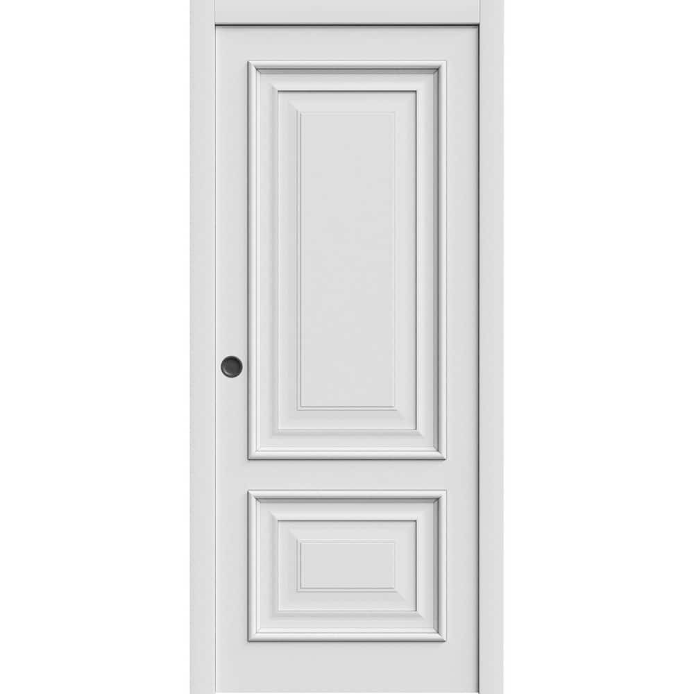 Sliding Pocket Door 32 X 80 Inches | CLASSIC 2289 White Enamel | Kit Rail Hardware | Solid Wood Interior Bedroom Doors
