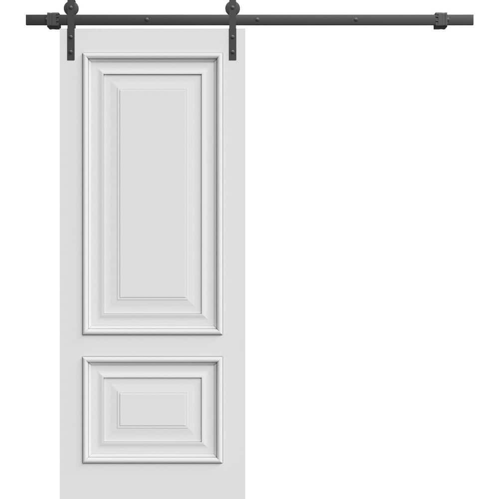 Barn Door 32 X 84 Inches | CLASSIC 2289 White Enamel | 6.6FT Rail Track Heavy Hardware Set | Solid Panel Interior Doors