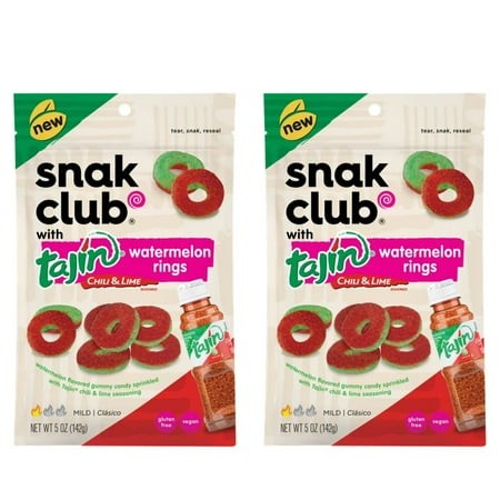 Snak Club Tajin Watermelon Rings  Chili & Lime Seasoned  5 Oz Bag - 2 Pack