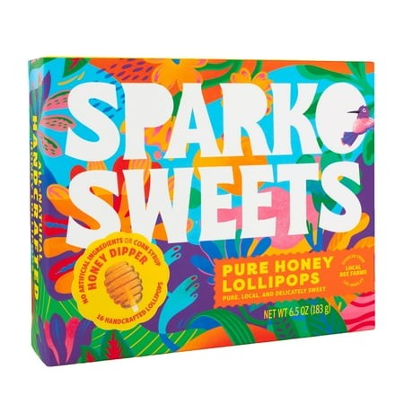 Sparko Sweets Natural Honey Dipper Lollipops  No Artificial Ingredients  No Corn Syrup  Made in USA  16 Pcs  1.5-inch Diameter  1.5 Lbs  Gold – Perf