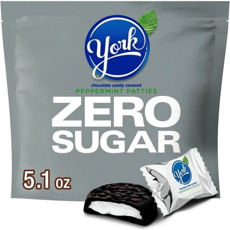 York Zero Sugar Chocolate Peppermint Patties Candy  Bag 5.1 Oz(pack of 2)